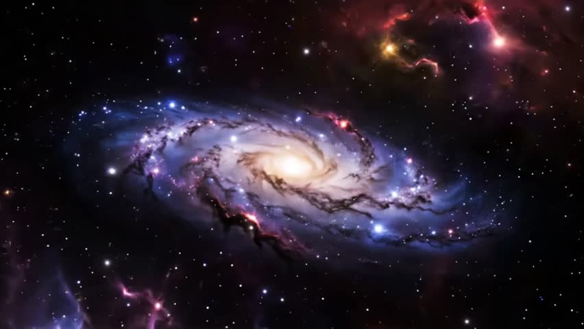 4K rotating nebula in space with stars emerging, creating a stunning, peaceful cosmic scene.