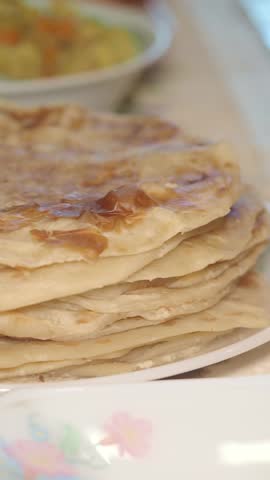 Delicious homemade flatbreads prepared in a cozy kitchen