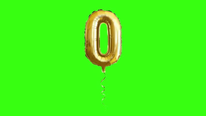 : Dynamic countdown balloon numbers. Green screen background.