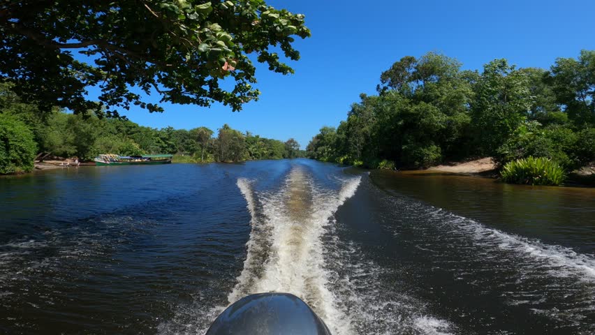 A motorboat trip along Canal Pangalanes with beautiful landscape of eastern Madagascar