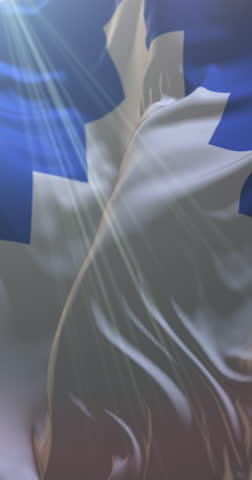 Flag of Akershus Region, Norway. Loop. 4K Vertical