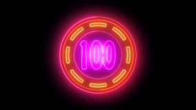 Abstract glowing neon text 100 number countdown icon animation on black background, neon text circle in number 100 animated - Powered by Shutterstock - Get 15% off with code: PIKWIZARD15
