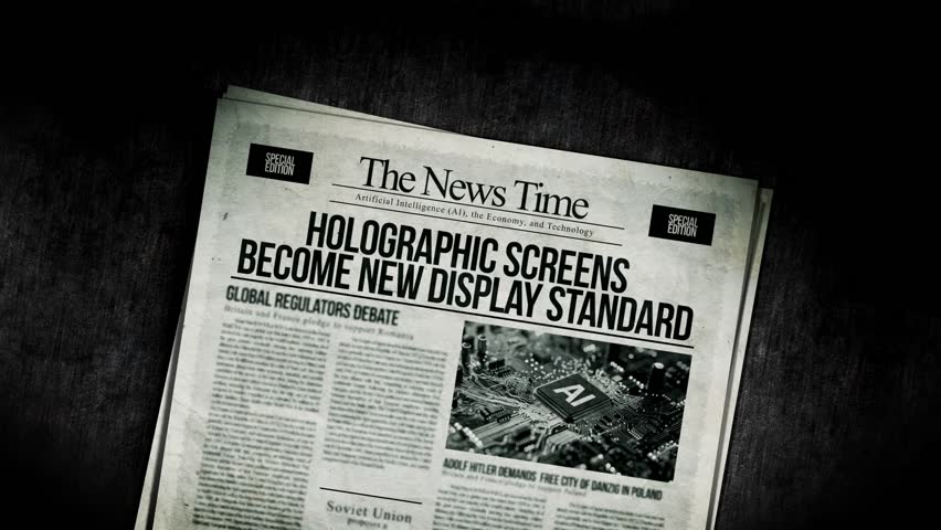 Holographic Screens Become New Display Standard Newspaper Headline Titles