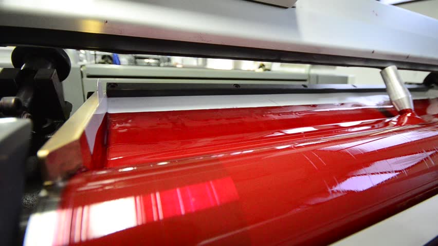 Magenda, Red on the offset  print press machine wide perspective