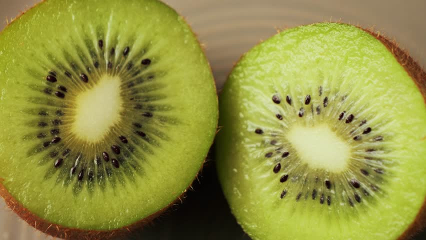 Close-up of kiwi slices. Fresh and healthy fruit. High quality 4k footage