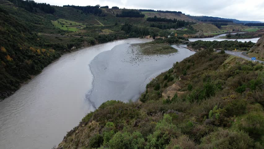 Aerial View Of Rakaia Gorge On Rakaia River In Inland Canterbury, New Zealand