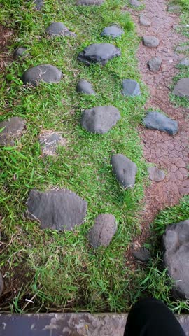 Walking Path with Rocks and Green Grass Outdoor