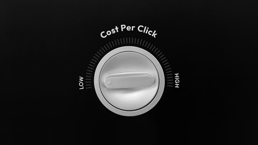 Maximum cost per click in the business concept representing with knob turning full, 4k animation
