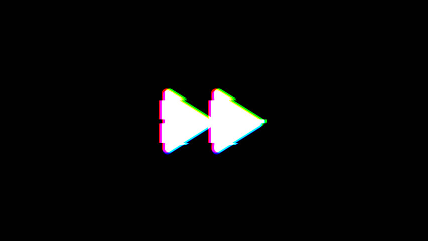 fast forward button with glitch distortion effect animation.4k video
