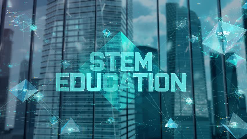 STEM education. Businessman Working in Office among Skyscrapers. Hologram Concept - Powered by Shutterstock - Get 15% off with code: PIKWIZARD15