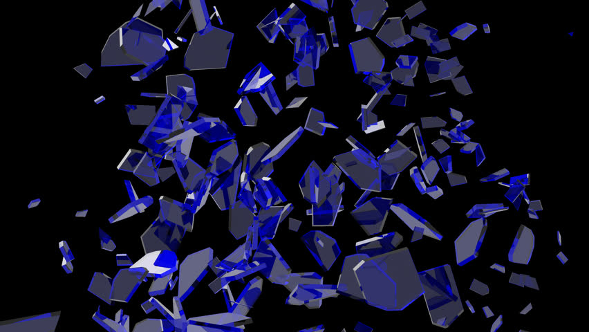 Shattered Blue Glass Animation Curtain Transition Effect Transparent Background Alpha Channel