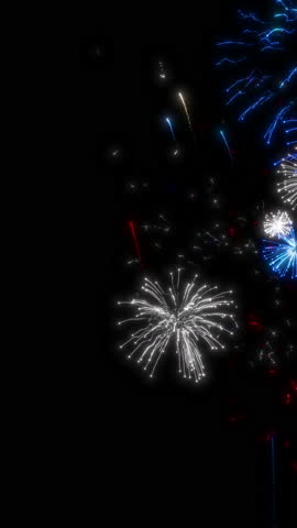 Looping Offset Patriotic Fireworks Display Background. 4K.