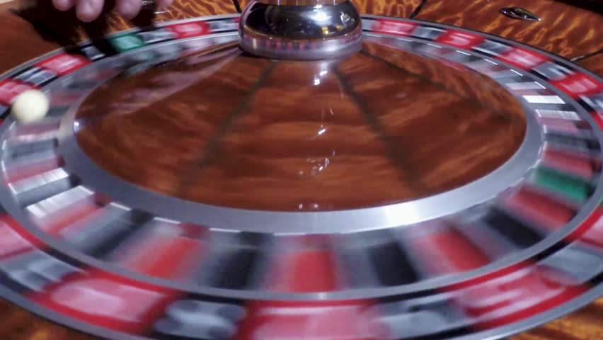 Close up shot of the spinning roulette wheel