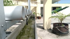 Water drips steadily from a hydroponic pipe system, illustrating the continuous nutrient circulation essential for plant growth. This close-up view reflects the core mechanism behind efficient soil-fr - Powered by Shutterstock - Get 15% off with code: PIKWIZARD15