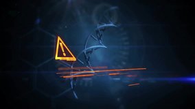 Helix rotating in interface sliding bars morphing into pulsing DANGER demanding immediate action. Futuristic, technology, alert, warning, digital, interface, cybersecurity - Powered by Shutterstock - Get 15% off with code: PIKWIZARD15