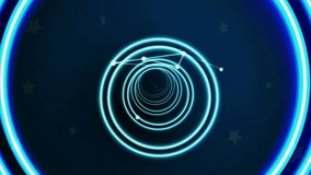 On start neon rings pulsing expanding contracting before glitch streaking and LEVEL UP text pulsing. Futuristic, cyberpunk, vibrant, motion, digital, technology, abstract - Powered by Shutterstock - Get 15% off with code: PIKWIZARD15
