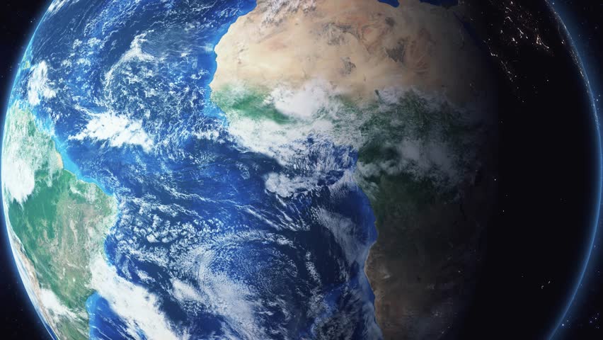 Earth zoom in from space and focus on Aberaeron, Wales, Great Britain. 3D Animation. Video footage. Background for travel intro.