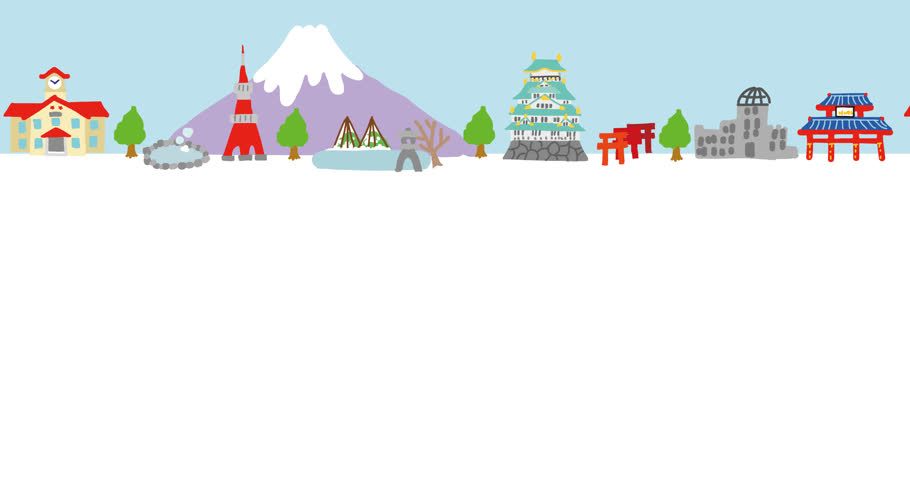 Animated vector of Japanese scenic spots and nature. Ideal for travel videos, tourism promos, and motion graphics.