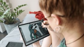Teen girl exploring concept art and creativity through digital sketching on tablet. Focused and relaxed, expressing herself in a calm home environment. - Powered by Shutterstock - Get 15% off with code: PIKWIZARD15