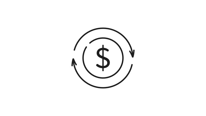 Cash flow line animation. Circular money flow icon representing cash flow, ideal for financial presentations, websites, and marketing materials related to business, economy, and finance.