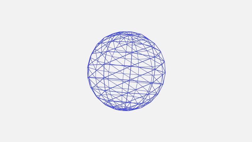 Blue Wireframe Sphere Rotation: A Visual Ode to Web3, Decentralization, and Blockchain - Unveiling the Geometric Essence of a Decentralized Digital Realm in 3D Motion