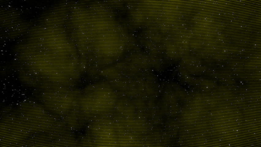 Displaying cross-shaped and starburst icons, target and moving star cycling on scanlines starfield. Space, technology, digital, futuristic, abstract, illuminated, cosmic