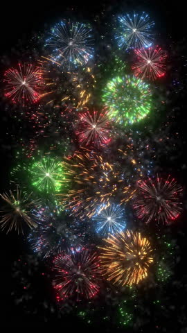 Fireworks Background Loop 4K - Vertical Mobile Format 
