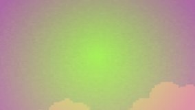 Emerging gradient shape changing to disc forming rainbow arches above pixel clouds and fading out. Abstract, geometric, pastel, digital art, vibrant, minimal, conceptual - Powered by Shutterstock - Get 15% off with code: PIKWIZARD15