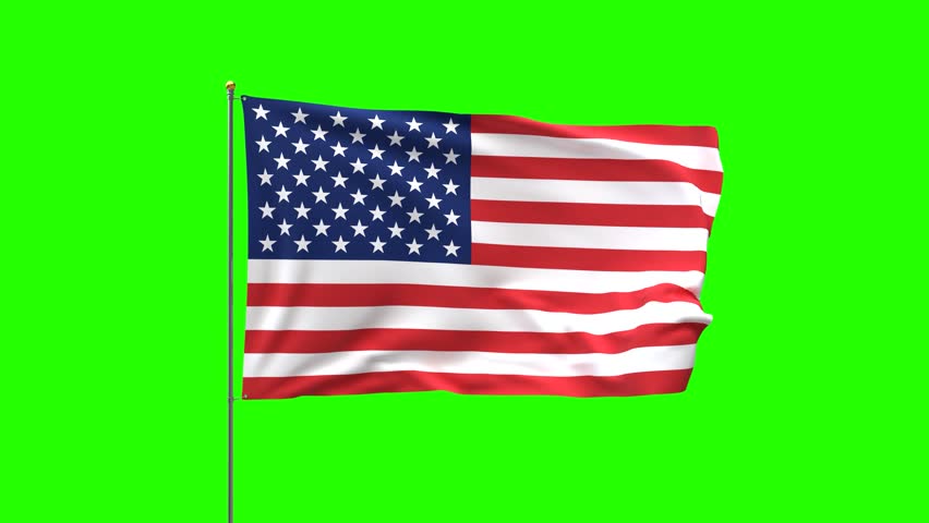 Looping video of the American flag on a green screen