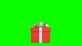The gift box opens and colored confetti floats up on a green background - Powered by Shutterstock - Get 15% off with code: PIKWIZARD15