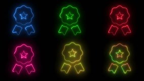 neon ribbon icon animation set, glowing star award badge bundle for achievement, quality promo, success visuals - Powered by Shutterstock - Get 15% off with code: PIKWIZARD15
