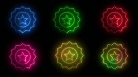 neon star seal icon set, glowing quality badge bundle for branding, product endorsements, website trustmarks - Powered by Shutterstock - Get 15% off with code: PIKWIZARD15