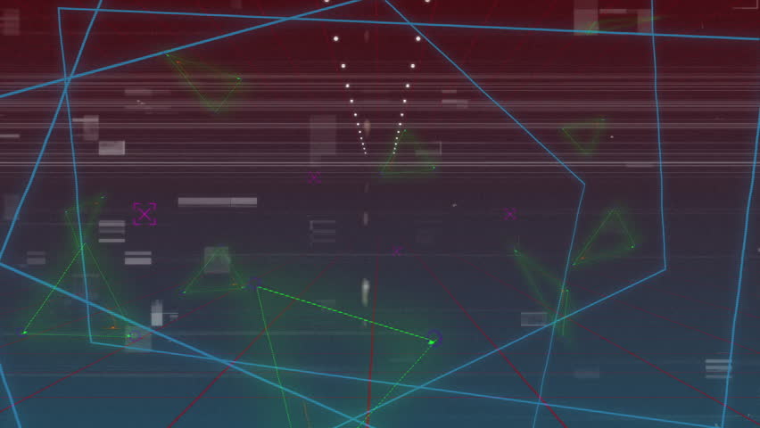 Reacting to glitch noise, animating wireframes in void sliding red bar showing pulsing FLICKER text. Abstract, digital, futuristic, neon, dynamic, cyberpunk, technology