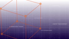 Initializing orange network rotating on purple grid to reveal CIRCUIT BOARD label, glitching text. Technology, data, digital, innovation, connectivity, futuristic, visualization - Powered by Shutterstock - Get 15% off with code: PIKWIZARD15