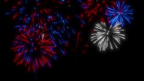 Looping red, white and blue fireworks display over black background. Digital animation. 4K. Looping. - Powered by Shutterstock - Get 15% off with code: PIKWIZARD15