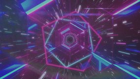 Activating neon hexagon portal streaming particle trails through 3D tunnel to reveal NETWORK text. Futuristic, digital, vibrant, abstract, technology, cyberpunk, motion - Powered by Shutterstock - Get 15% off with code: PIKWIZARD15