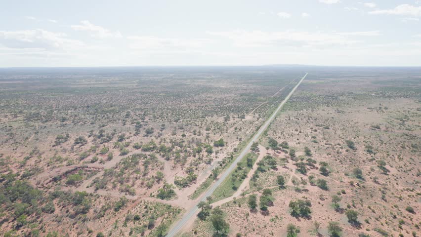 The Lasseter Highway Sealed Connecting Road In The Northern Territory of Australia. Aerial Drone Shot