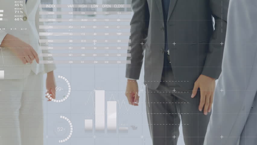 Business team initiating handshake, turning animated charts, graphs and world map marking partnership. Collaboration, networking, professionalism, teamwork, success, innovation, data visualization - Powered by Shutterstock - Get 15% off with code: PIKWIZARD15