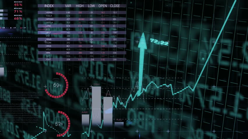 Teal grid code scrolling starting interface loading, fading charts pulsing to visualize market data. Futuristic, analytics, digital, technology, visualization, data, interface