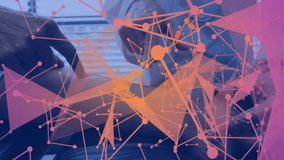 Patient pointing leg and medical therapist assessing knee while network overlay animating knee area. Orthopedic, healthcare, biomechanics, consulting, clinical, technology, diagnostics - Powered by Shutterstock - Get 15% off with code: PIKWIZARD15