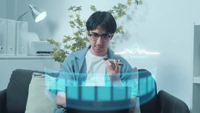 A man uses a smartphone to interact with an AI assistant for research purposes in a home setting. - Powered by Shutterstock - Get 15% off with code: PIKWIZARD15