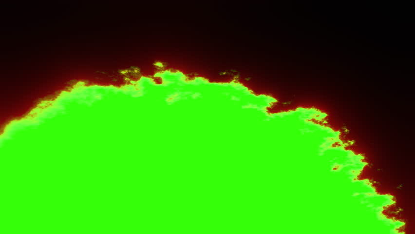 Smoldering and burning paper spreads unevenly from the edge and completely absorbs the screen, video transition isolated on green screen for editing and overlay