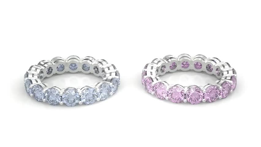 Eternity band rings: stunning diamond rings for women in white gold and pink sapphire jewelry style