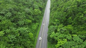 cenic drone view of a highway cutting through the green mountains and foggy forest of Los Haitises. Perfect for eco-tourism, tropical landscapes, and cinematic journeys - Powered by Shutterstock - Get 15% off with code: PIKWIZARD15