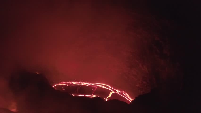 Erta Ale volcano Danakil Depression Ethiopia, eruption.