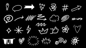 Set of different animated doodle elements. Video clip with alpha channel. - Powered by Shutterstock - Get 15% off with code: PIKWIZARD15