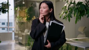 Asian Chinese thoughtful businesswoman pensive think problem solution choose doubt remember Korean Japanese girl female business woman employer manager thinking in office brainstorm plan idea question - Powered by Shutterstock - Get 15% off with code: PIKWIZARD15