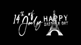 Bastille Day text animation with Eiffel Tower and 14th of July for celebrations, events, and cultural promotions in France. - Powered by Shutterstock - Get 15% off with code: PIKWIZARD15