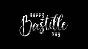 Happy Bastille Day text animation in Silver. Suitable for Bastille Day celebrations, social media posts, greeting cards, and event invitations. - Powered by Shutterstock - Get 15% off with code: PIKWIZARD15