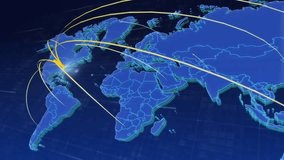 Futuristic World Map with Glowing Blue Lines – Digital Animation of Network Communication and Global Links - Powered by Shutterstock - Get 15% off with code: PIKWIZARD15